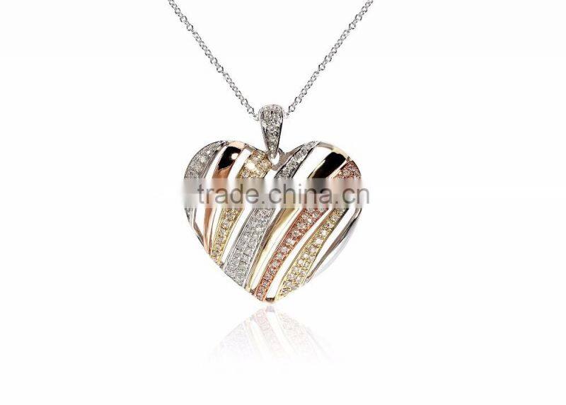 Designer Three Tone Plated heart pendant