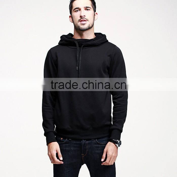 High quality black plain stylish custom cowl neck hoodies for men