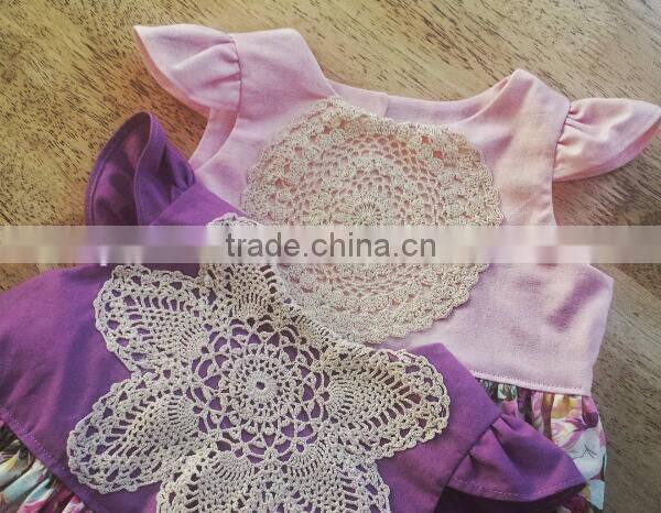 Girls One Piece Lace Dress Purple Top Floral Skirt Kids frock designs Pictures