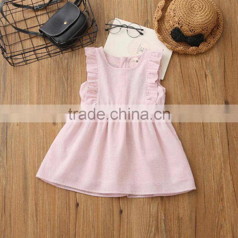 Latest Design Girls Top Soft Summer Dresses Baby Girls Plain Color Little Girl Party Casual Dress Wholesale
