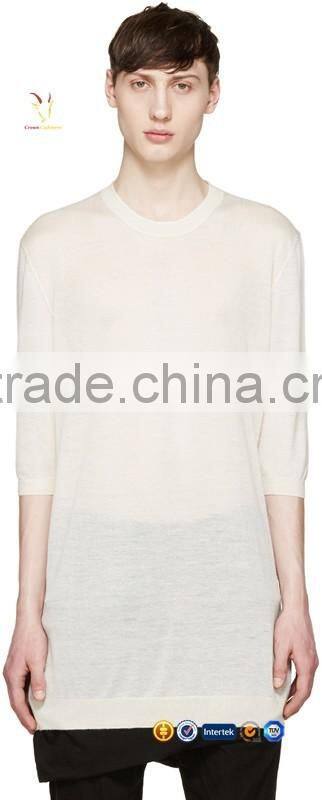 Fashionable New Design Half Sleeve Mens Long Cashmere Solid Color Sweaters