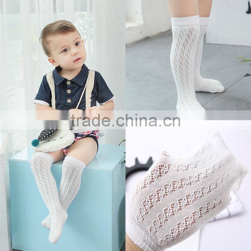 Baby floor sock Infant Cotton Anti-slip Mesh Soft Knee high Socks With Rubber Soles Slipper Summer spring socks white thin mesh