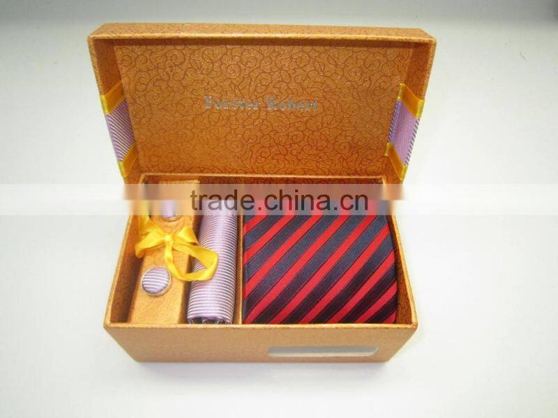 Bright color paper box, necktie,cufflinks and hanky gift packaging sets
