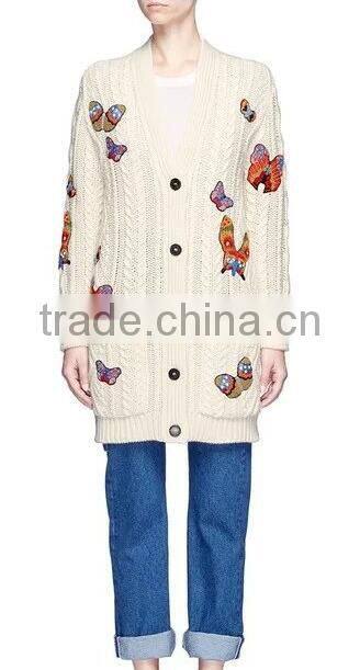 Runwaylover EY1045C Hot Sale 2017 Ladies Fashion Knitted Embroidery Coats