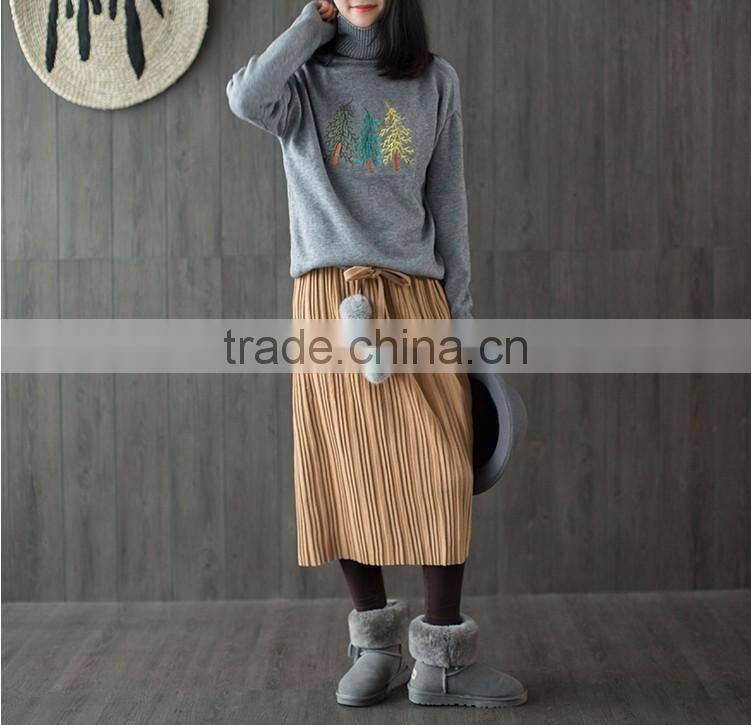 2017 NEW design christmas sweater christmas tree Embroidery turtleneck Customized sweater