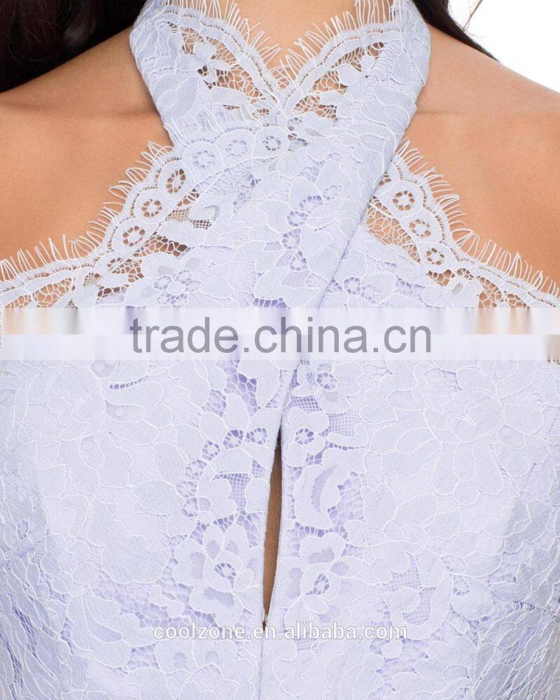 Sexy backless design crossover halter neck evening dress wholesale