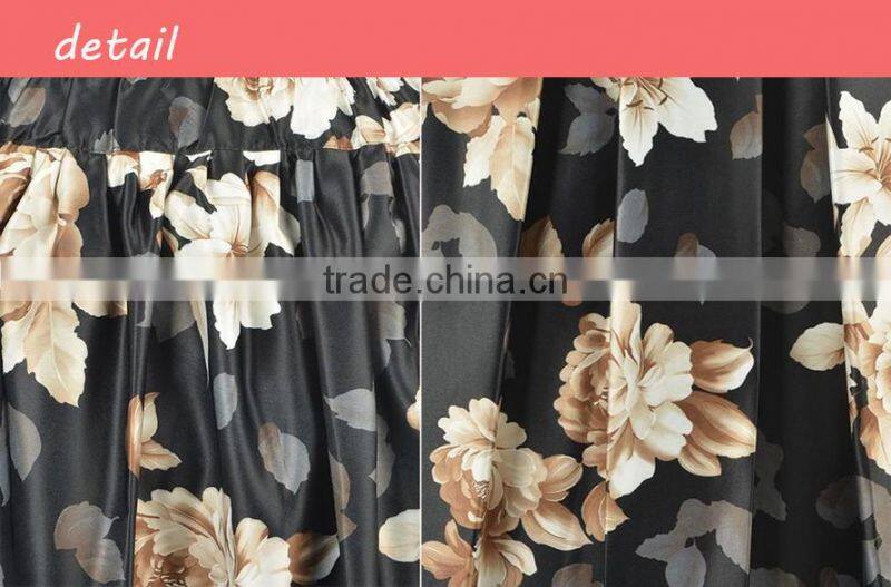 2017 Floral printed bandage A-line elegant wild skirt