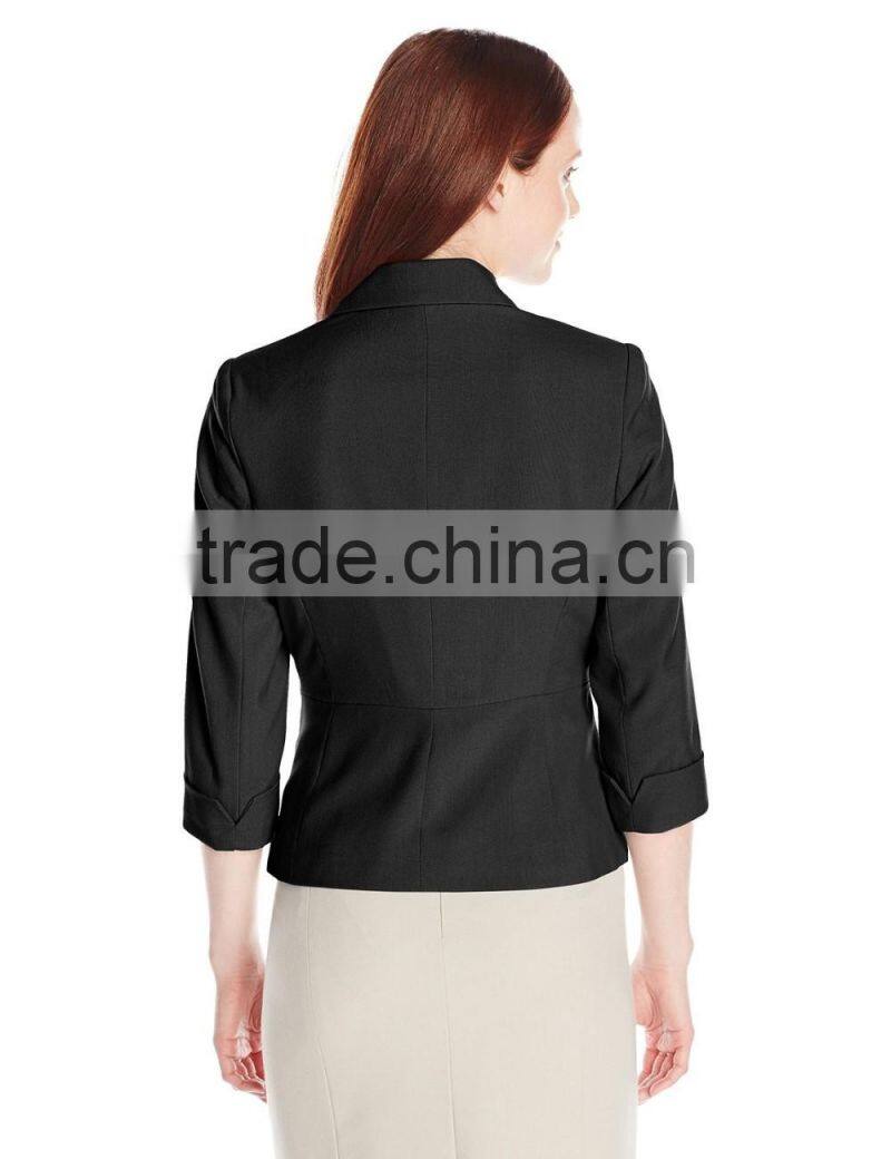 Women's Petite One Button Linen lapel Look Jacket/Blazer