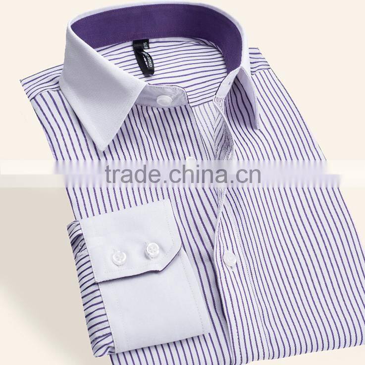 Classic high quaity striped mens matched different collar and cuff shirt for oem