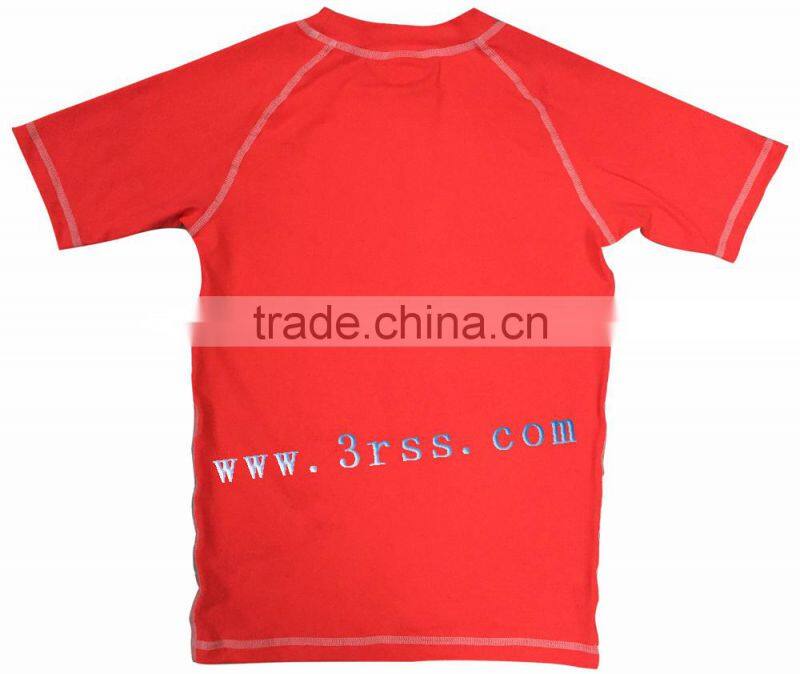 Boys blank red rash guard with UPF 50+