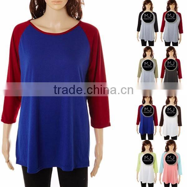 Wholesale 3/4 sleeve unisex raglan shirts