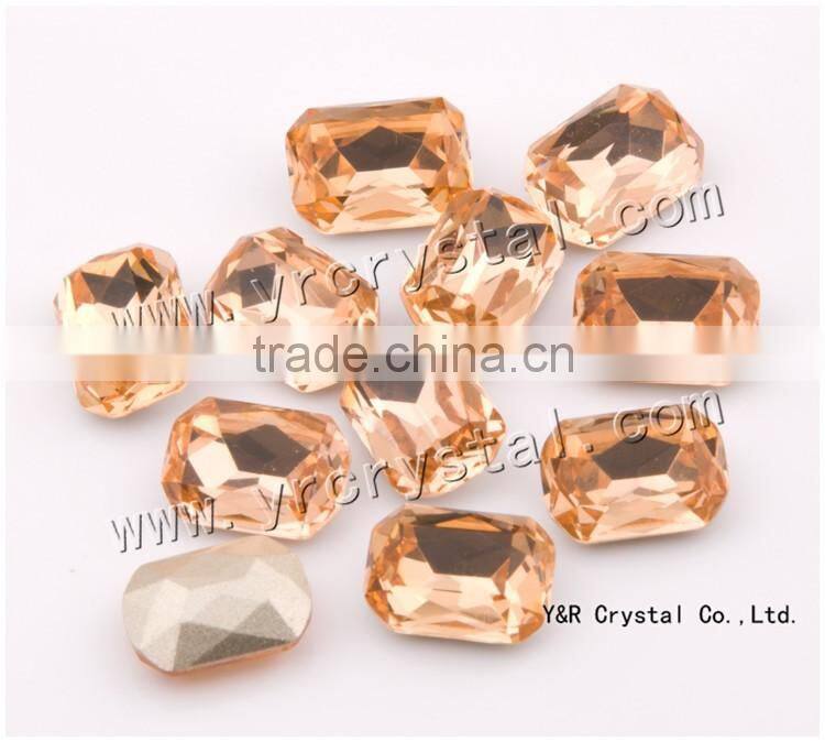 light peach 13*18mm crystal beads octagon glass stones for jewelry beads accesories