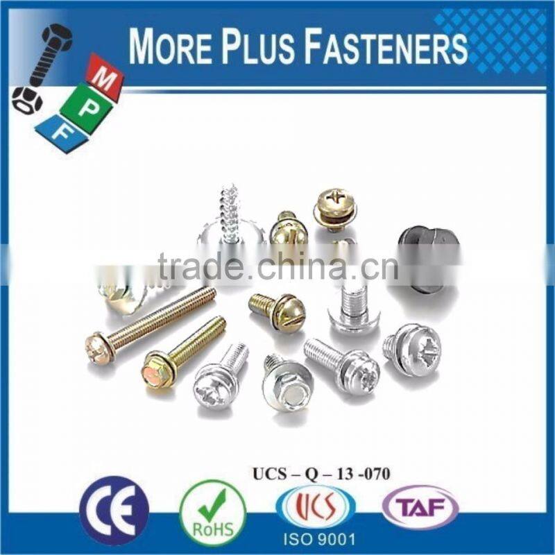 Made in Taiwan Standard and Non Standard SEMS Screw Captive Screws Zinc Plated Yellow Zinc Plated