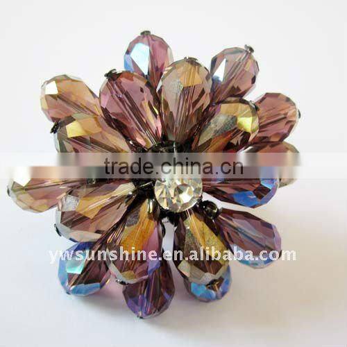 Fashion flower with crystal bead elastic ring