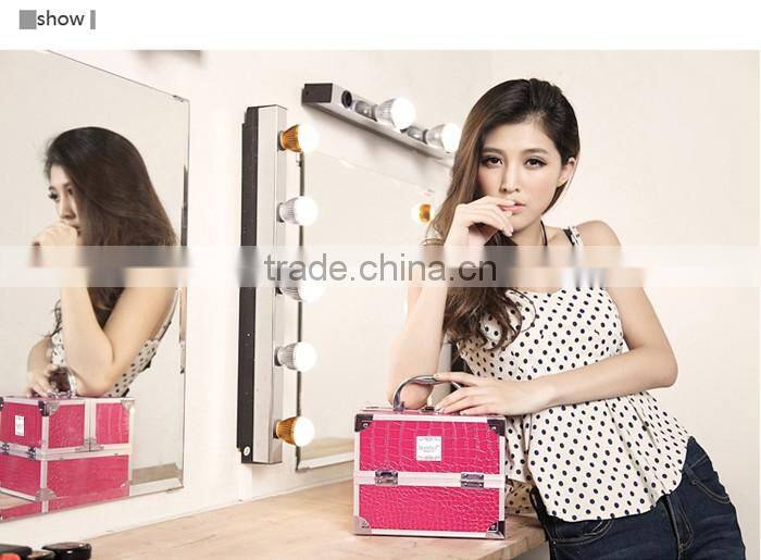 Red Professional Aluminum Beauty Cosmetic Makeup Case Box