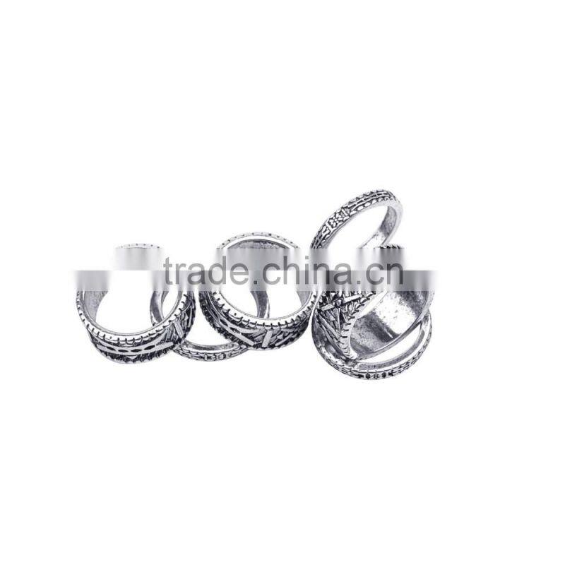 2017 Hot Fashion Bohemian Gypsy Silver Alloy Rings 6 Piece Set