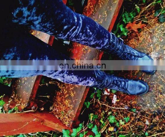 Women winter warm high waist plus velvet thick slim stretch thick trouser