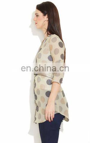 Wholesale 2015 ladies ladies' tunic short sleeve tunic Polka dot chiffon tunic