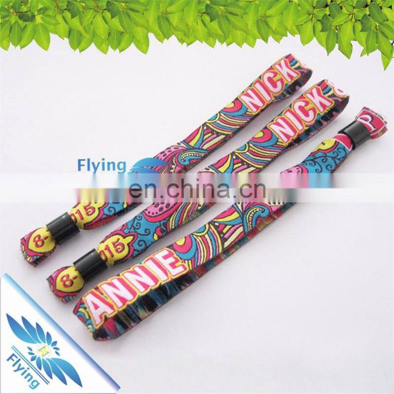 Holiday break Festival wristband with custom logo for event, all kinds festival fabric bracelets