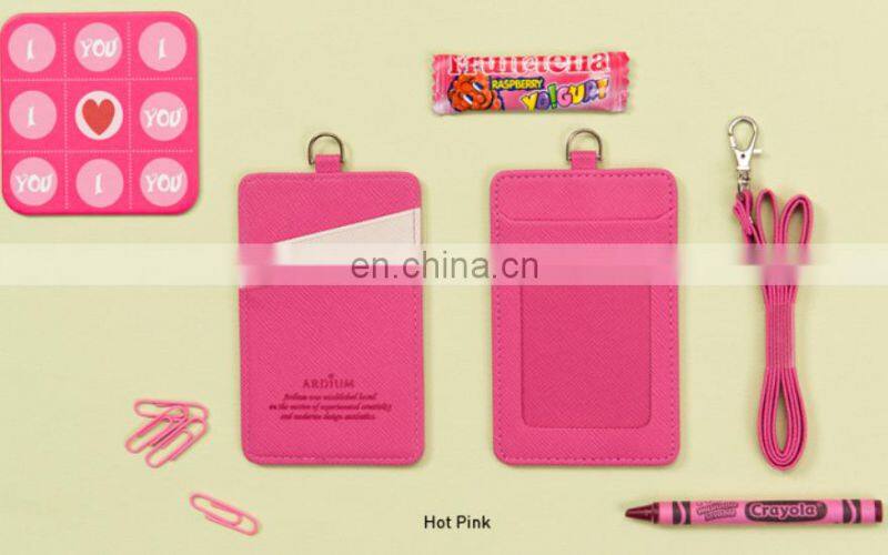 custom leather id card holder lanyard
