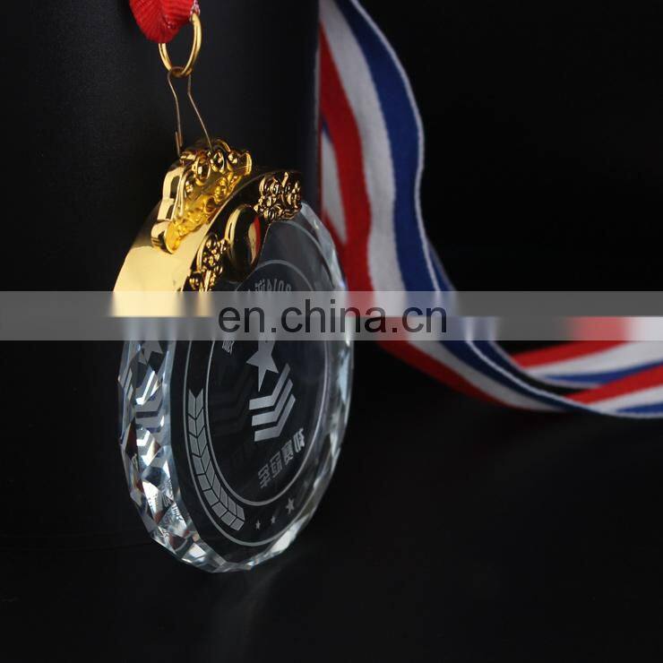 Custom sports league crystal medal