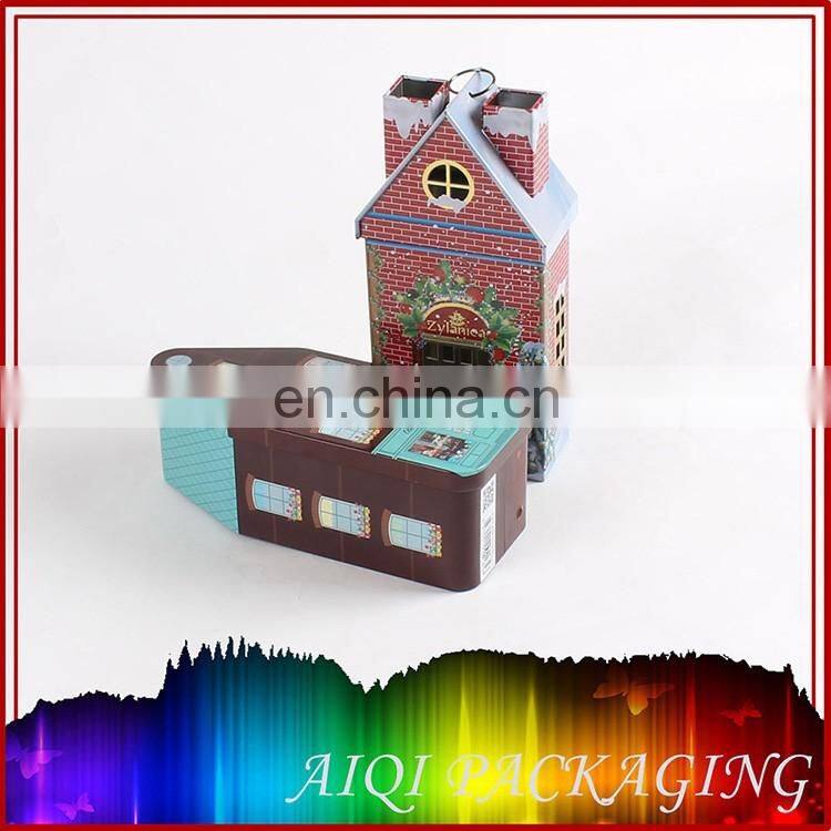 house shape christmas gift tin box/tin can/metal box