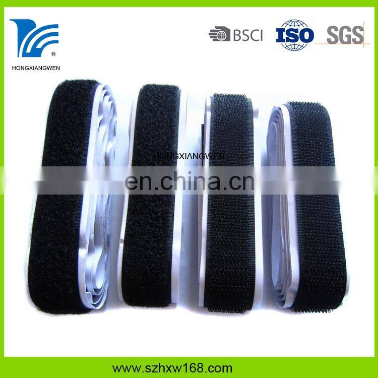 Black durable adhesive hook and loop tape roll