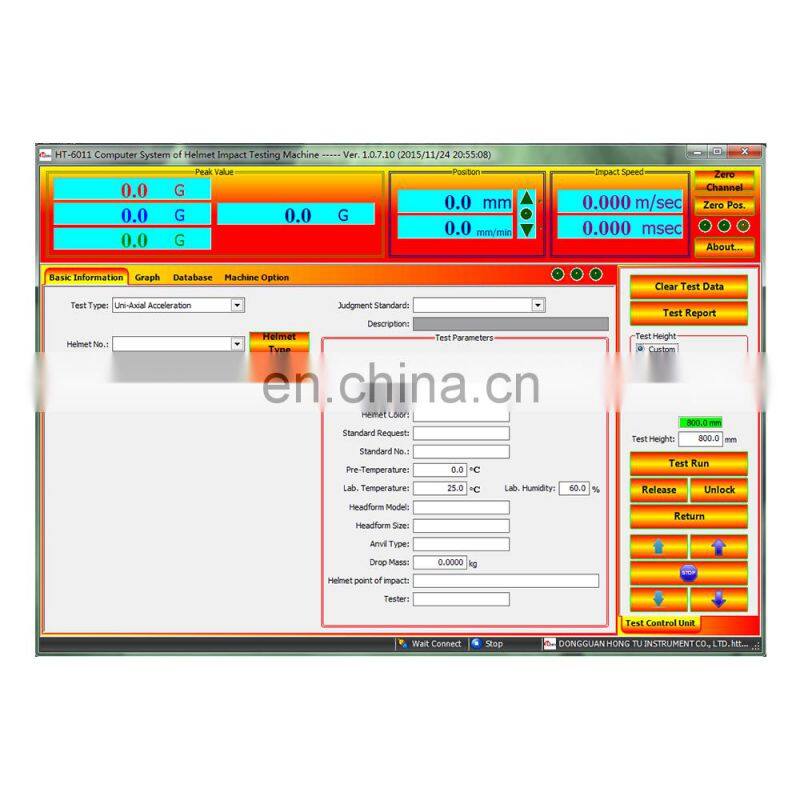 ECE R22.05 motorcycle helmet impact absorption testing machine for simulate accelerometer testing