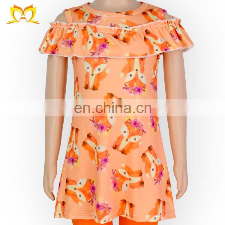 new design baby girls cactus printed cutting shoulder clothing children frock dress for kid