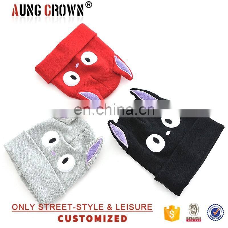 Clapping earflap animal clap hats,inside polar fleece hand made knitted kids winter cap