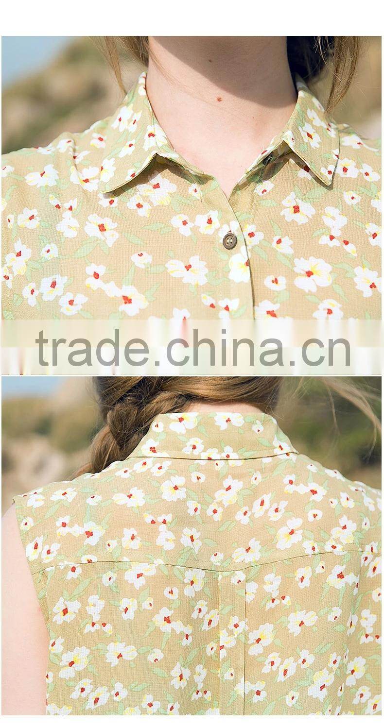 Classic Vintage Chiffon Sleeveless Women Shirt