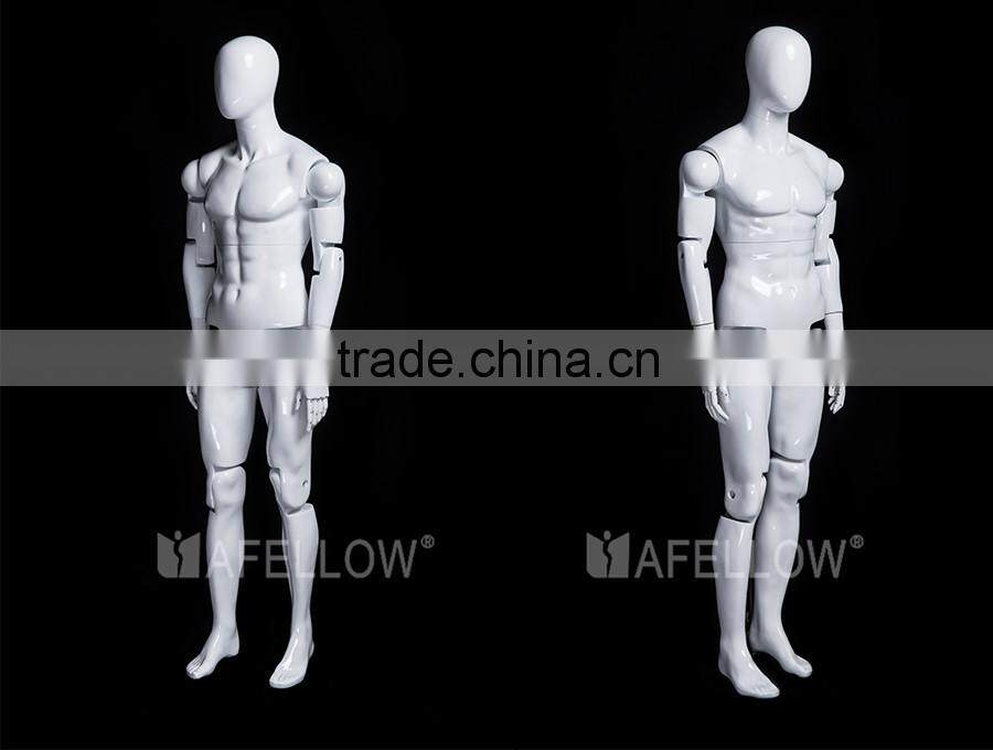 fiberglass glossy white egg head male movable joint mannequins