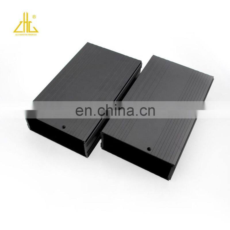 Black anodized CNC aluminum extrusion profile large aluminium heat sink enclosure