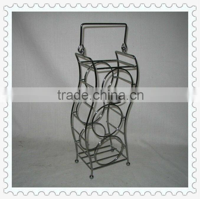 handmade metal waved shape stackable wine rack with handle