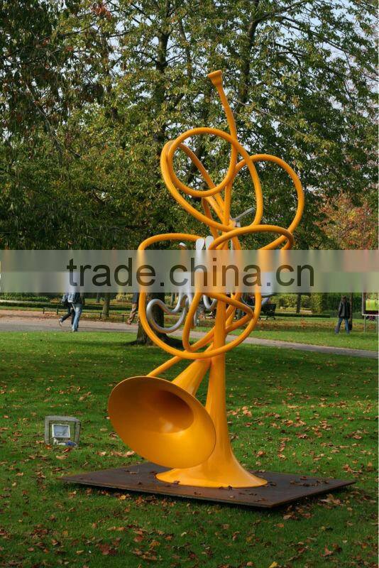 garden abstract trumpet metal sculpture