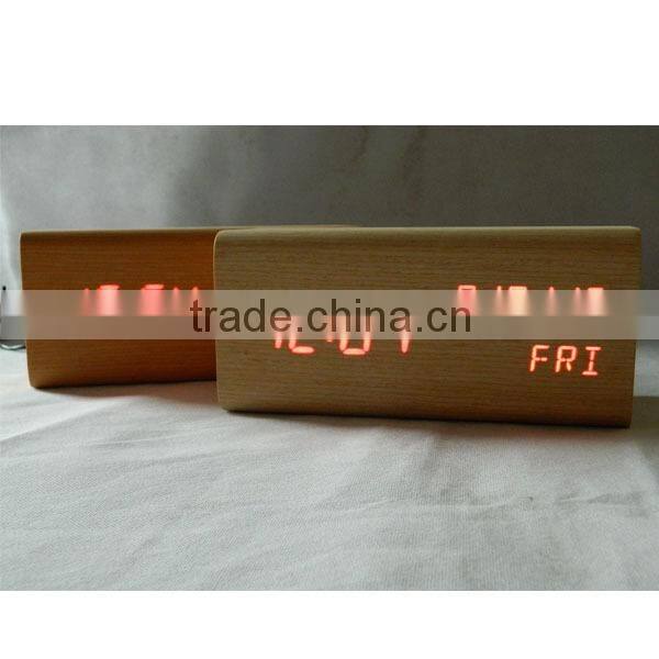 Modern design square LED digital wooden clock with Calendar
