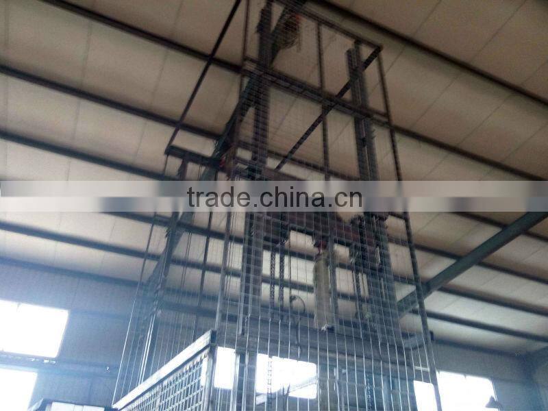 warehouse goods lift hydraulic guide rail chain goods lifting table