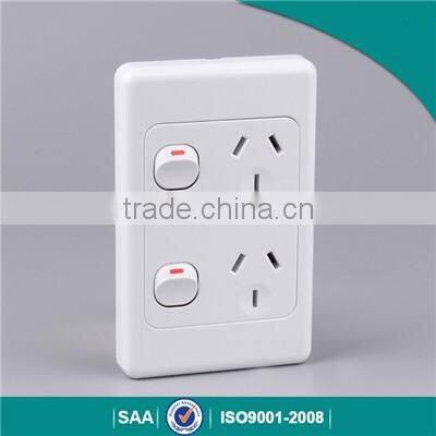 Australia standard vertical type dobule socket with double switch