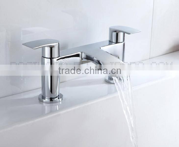 Double Zinc Alloy Handle Waterfall Style Without Aerator Stainless Steel Wash Basin Mixer Tap