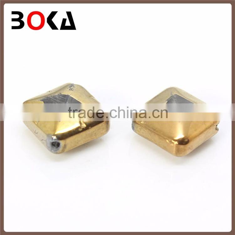 // Hot Sale golden border square shape fancy glass // crystal stones rhinestone glass stone //