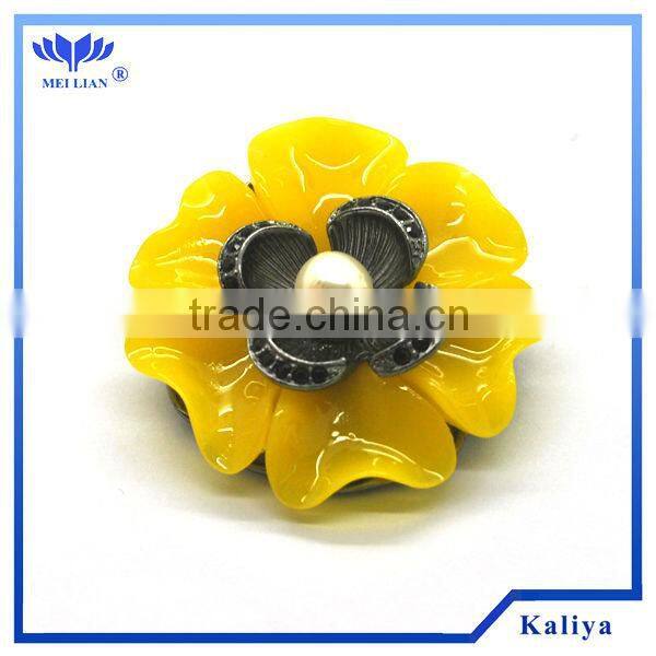 BLACK FLOWER RHINESTONE BROOCH WHOLESALE