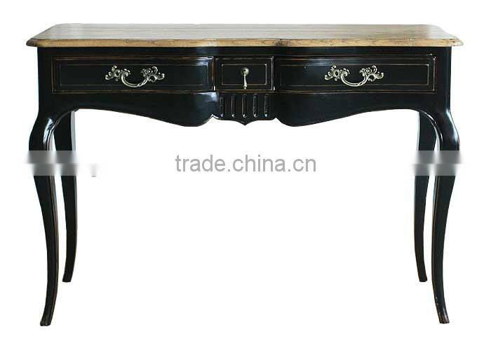 Antique provincial black shabby chic table with drawers French console table