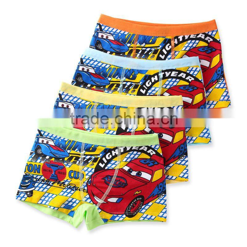 100% Cotton Soft Comfortable Car Image Underwear Kids Boxer Underwear
