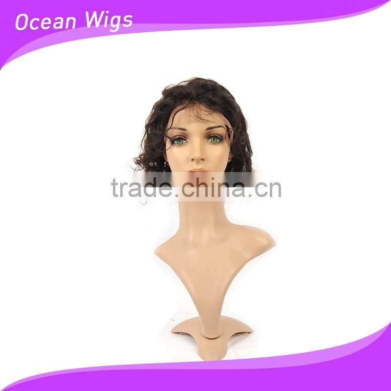 human hair lace wig, body wave, 10", natural color