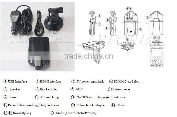 HD 600Pixels Dual Camera Car DVR