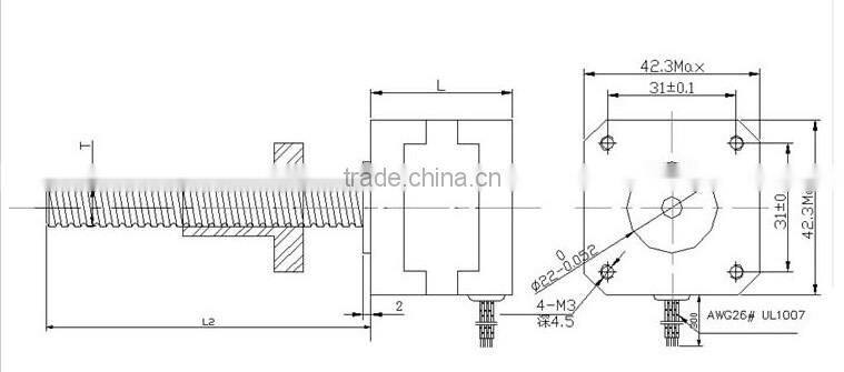2014 hot sale stepper motor lead screws, 2-phase screw motor for reprap industry 61 Oz-in/ 48mm/1.68A CNC stepper motor