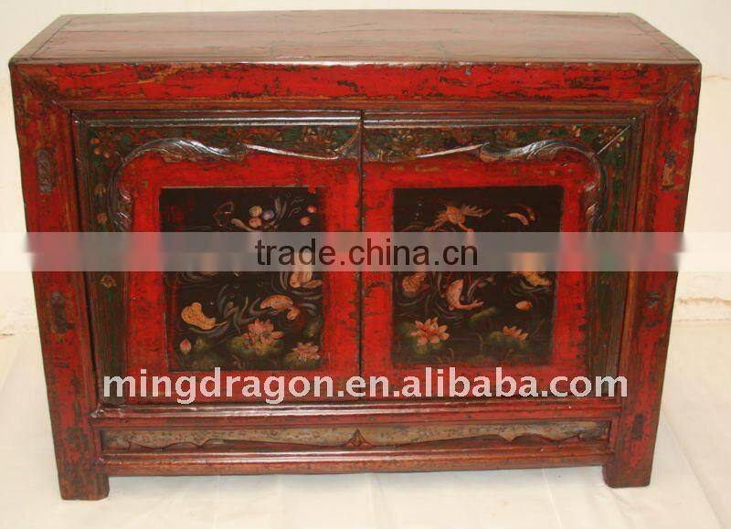Chinese Antique Hand Painting Monglian Two Door Cabinet 113*4*84CM