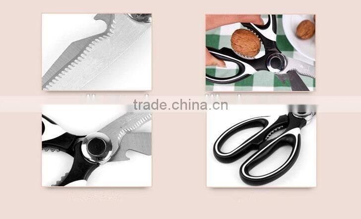 Multifuctional plastic and rubber handle special blade kitchen scissor