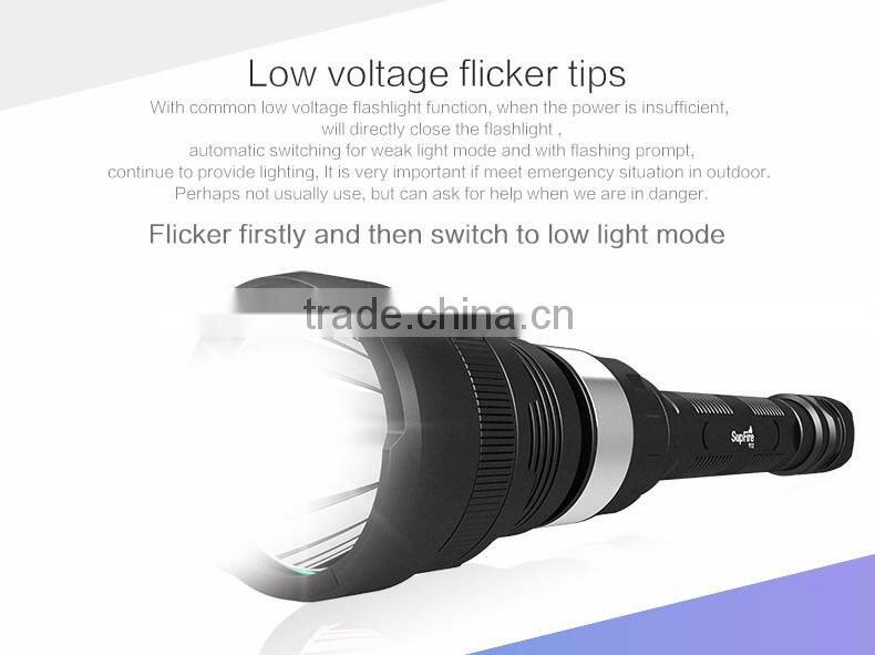 SupFire Y12 XML2-T6 led flashlight high power 1100 lumen 2 18650 li-ion batteries aluminium alloy big torch