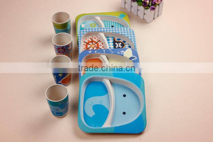 Hot sales Eco bamboo fiber kids dinner ware sets with animal shape